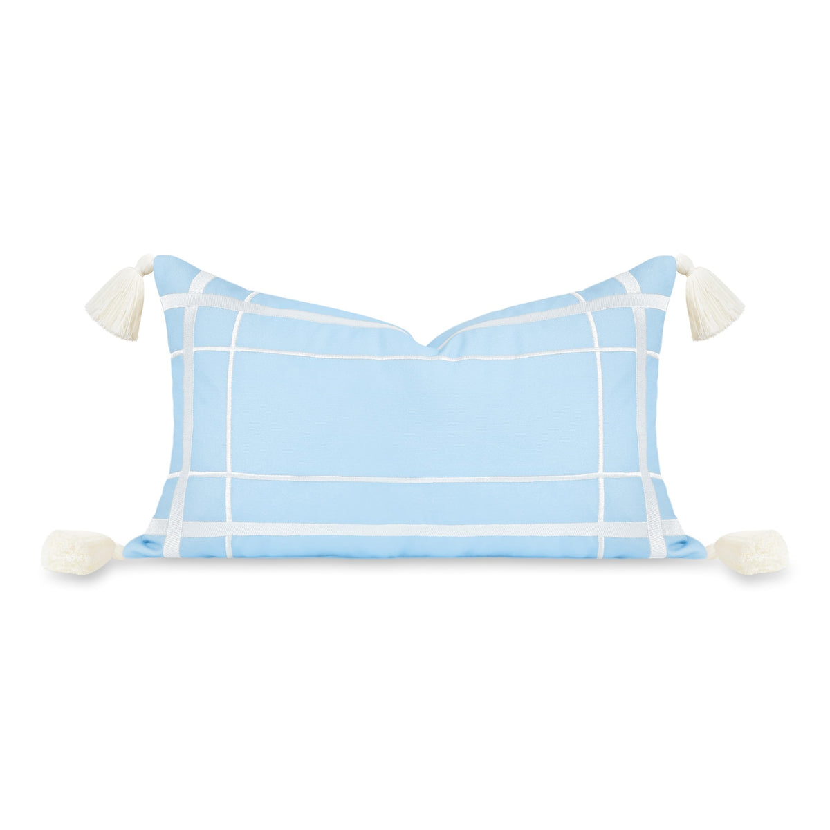 Hofdeco Premium frontal bordado mostrando estilo costero y textura