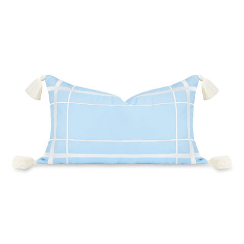 Hofdeco Premium frontal bordado mostrando estilo costero y textura