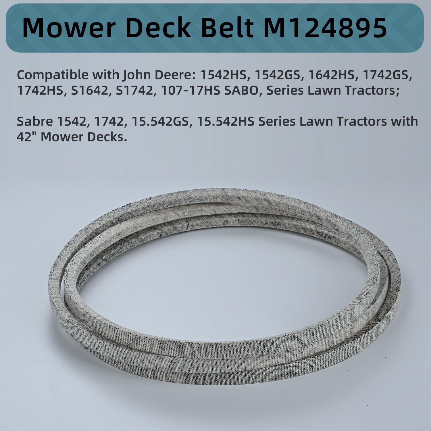 Correa Holdly instalada en deck de 42" demostrando ajuste correcto y rendimiento