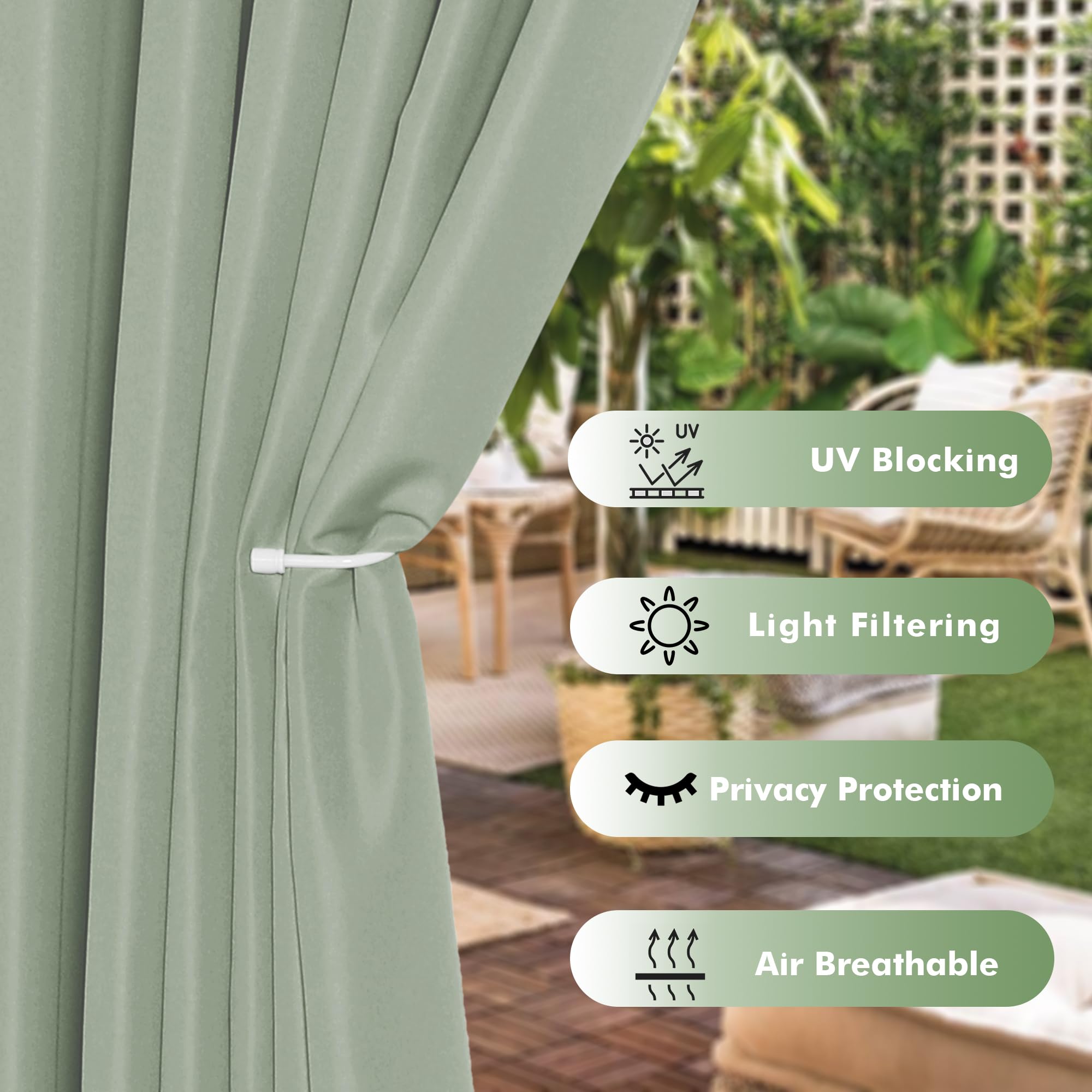 HolidayIdeas cortinas colocadas en pérgola creando sombra y privacidad