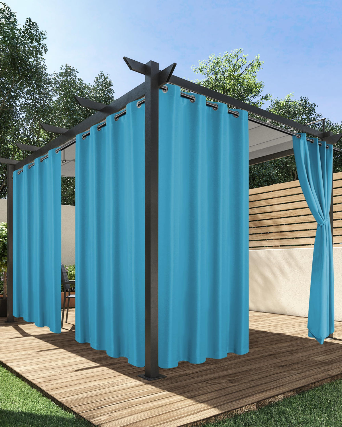 HolidayIdeas vista frontal del paquete y color teal, aporta privacidad
