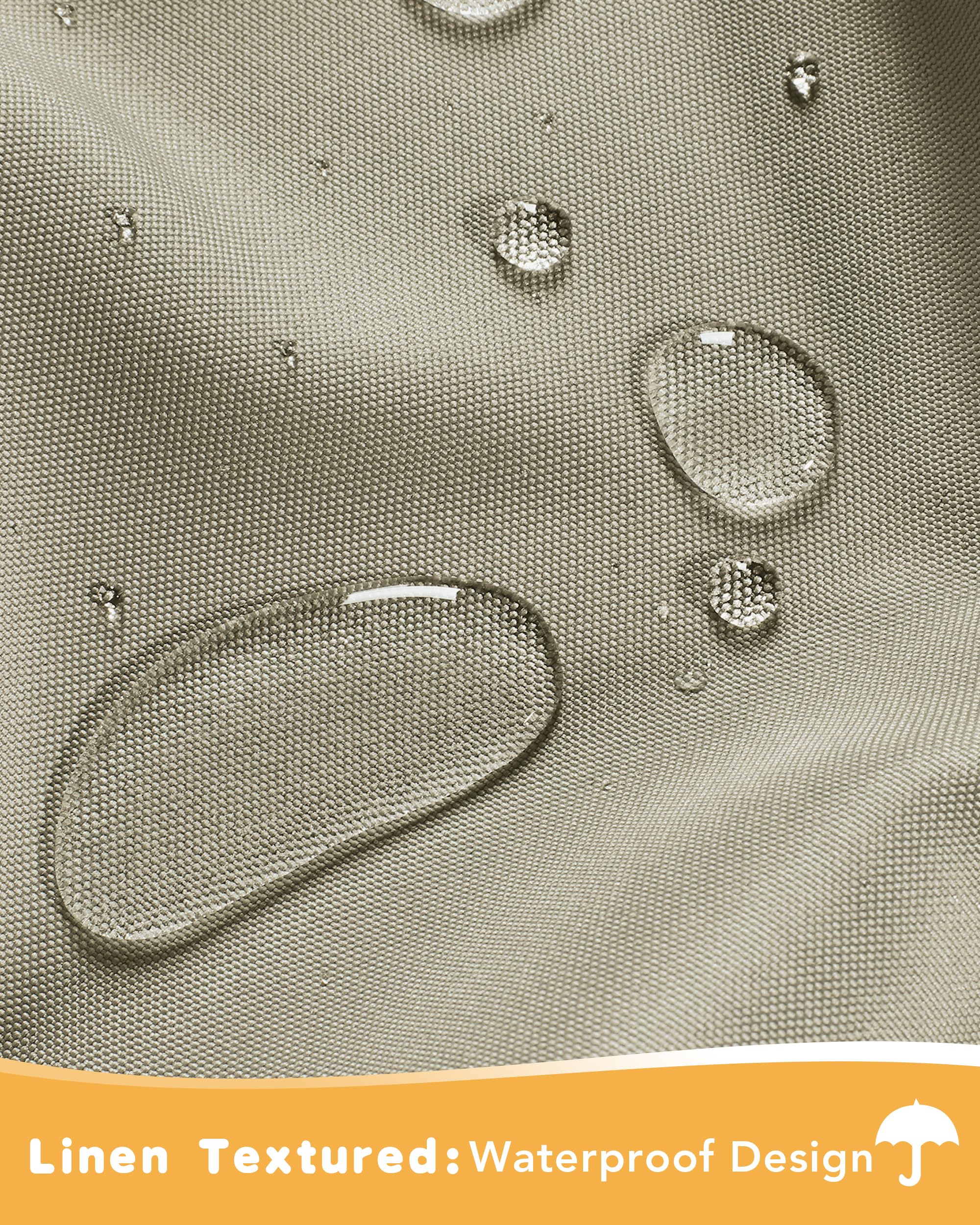 HolidayIdeas zoom a textura de poliéster impermeable, demuestra resistencia al agua