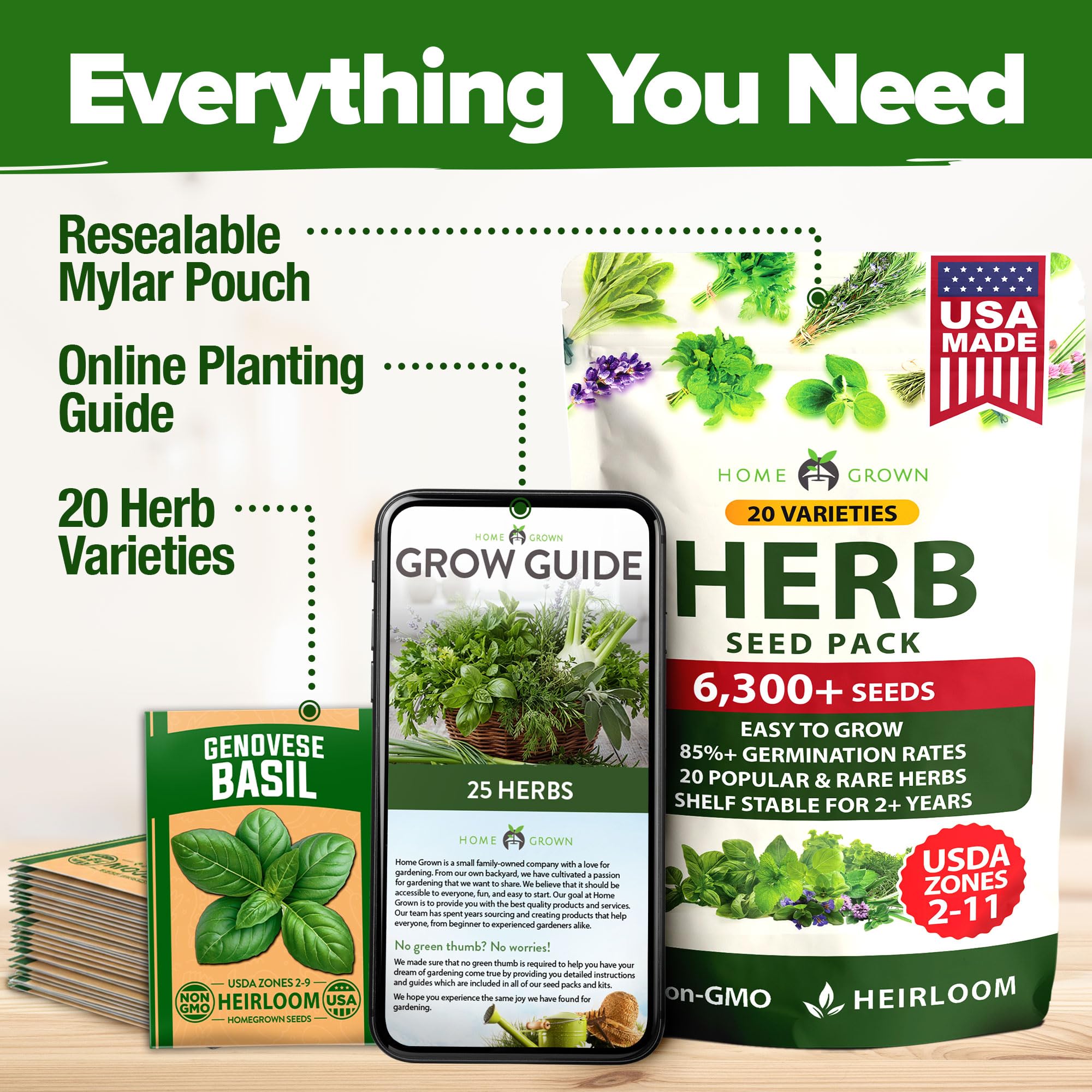 HOME GROWN entorno de cocina con hierbas frescas para usos culinarios