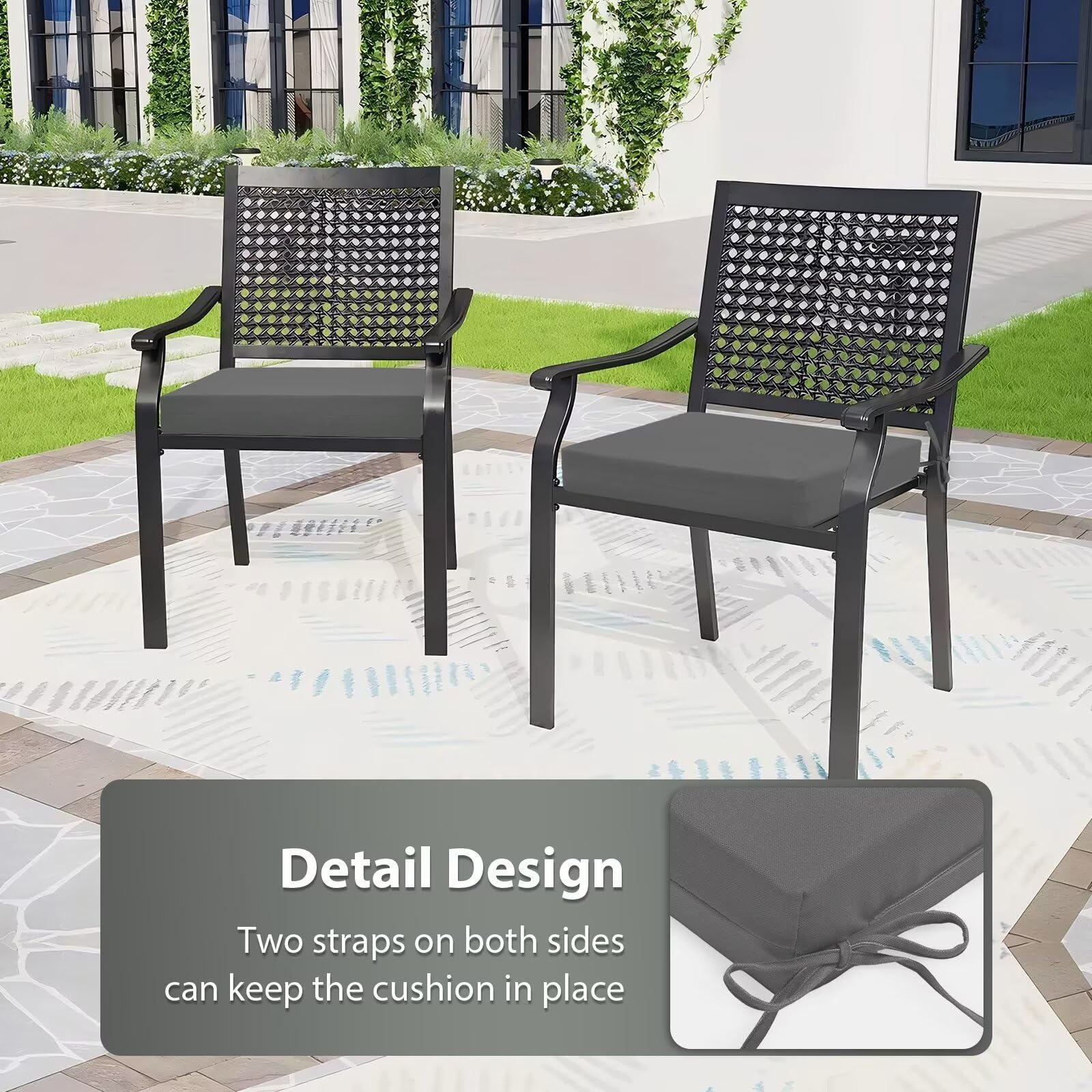 HOMELYSIAN cojines en silla de ratán, confort para terraza