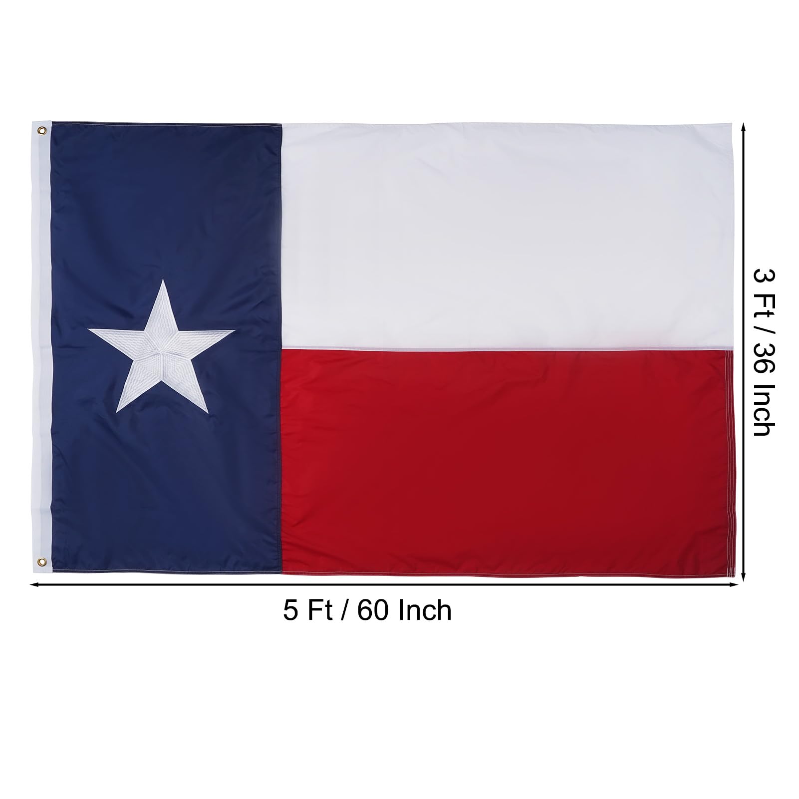 Homissor bandera junto a objeto para comparar tamaño 3x5 pies