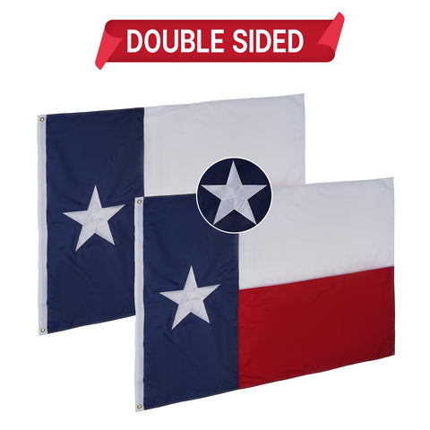 Homissor bandera Texas doble cara bordada con imagen consistente en ambas caras