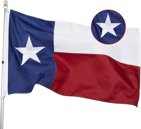 Homissor vista frontal de la bandera Texas, grande y visible