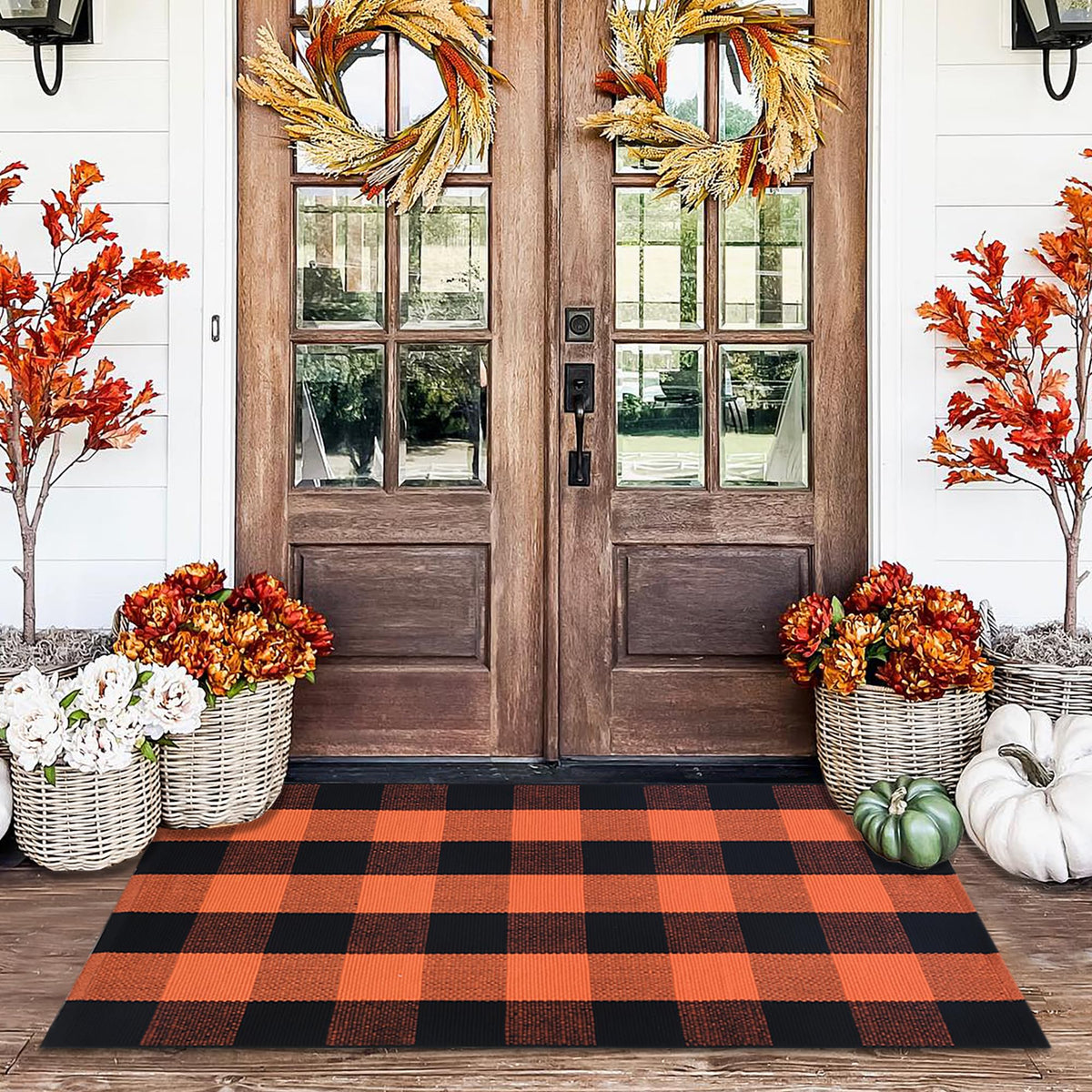 Homydecor alfombra frontal 28x43 pulg mostrando bienvenida otoñal