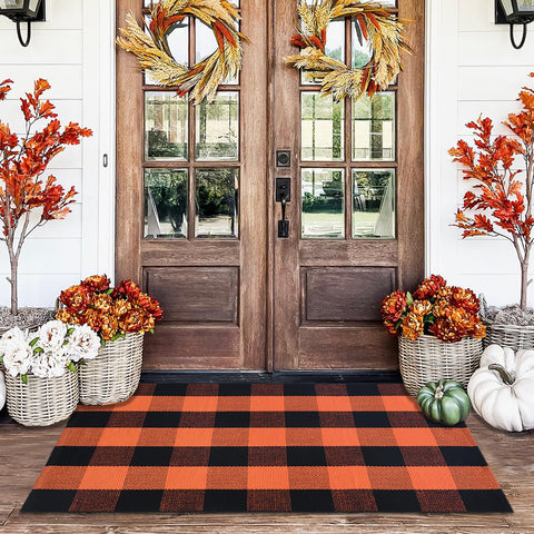 Homydecor alfombra frontal 28x43 pulg mostrando bienvenida otoñal