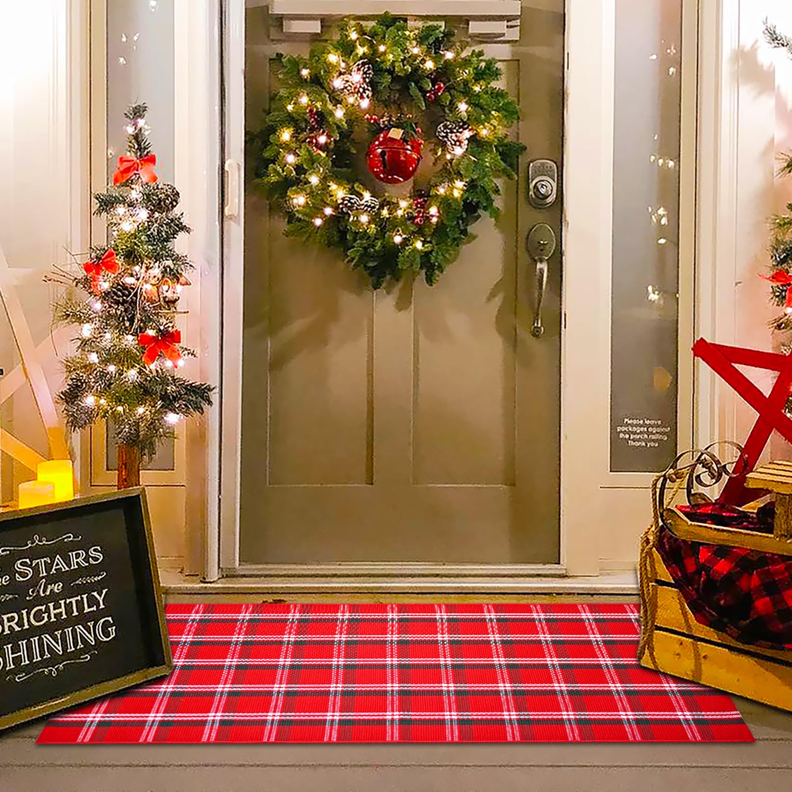Homydecor felpudo frontal con diseño navideño que da bienvenida y decora la entrada
