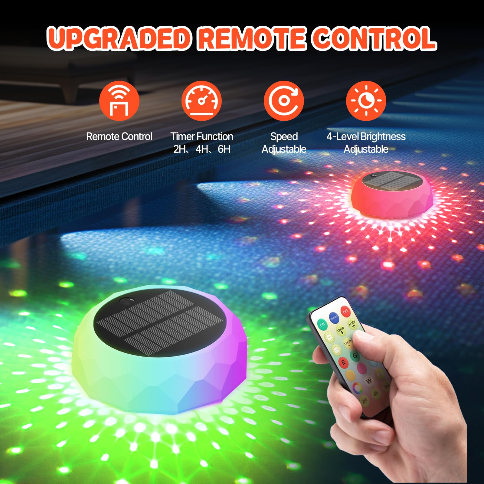 Honeasort luces RGB brillando en la piscina creando ambiente