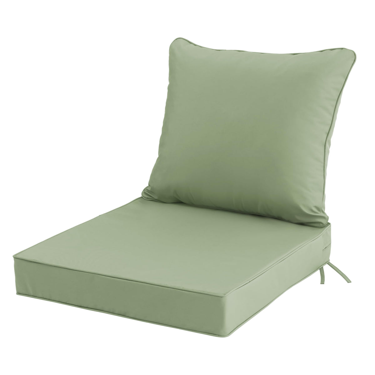 Honorbox vista frontal del cojín 24x24 con tono verde salvia que renueva asientos