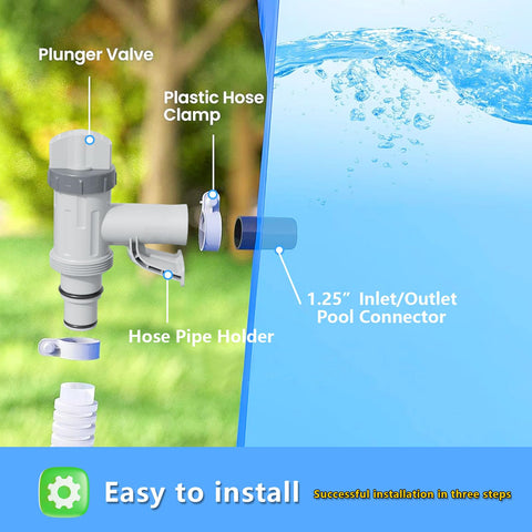Hooaim paquete con válvula, abrazadera e instrucciones para instalación rápida