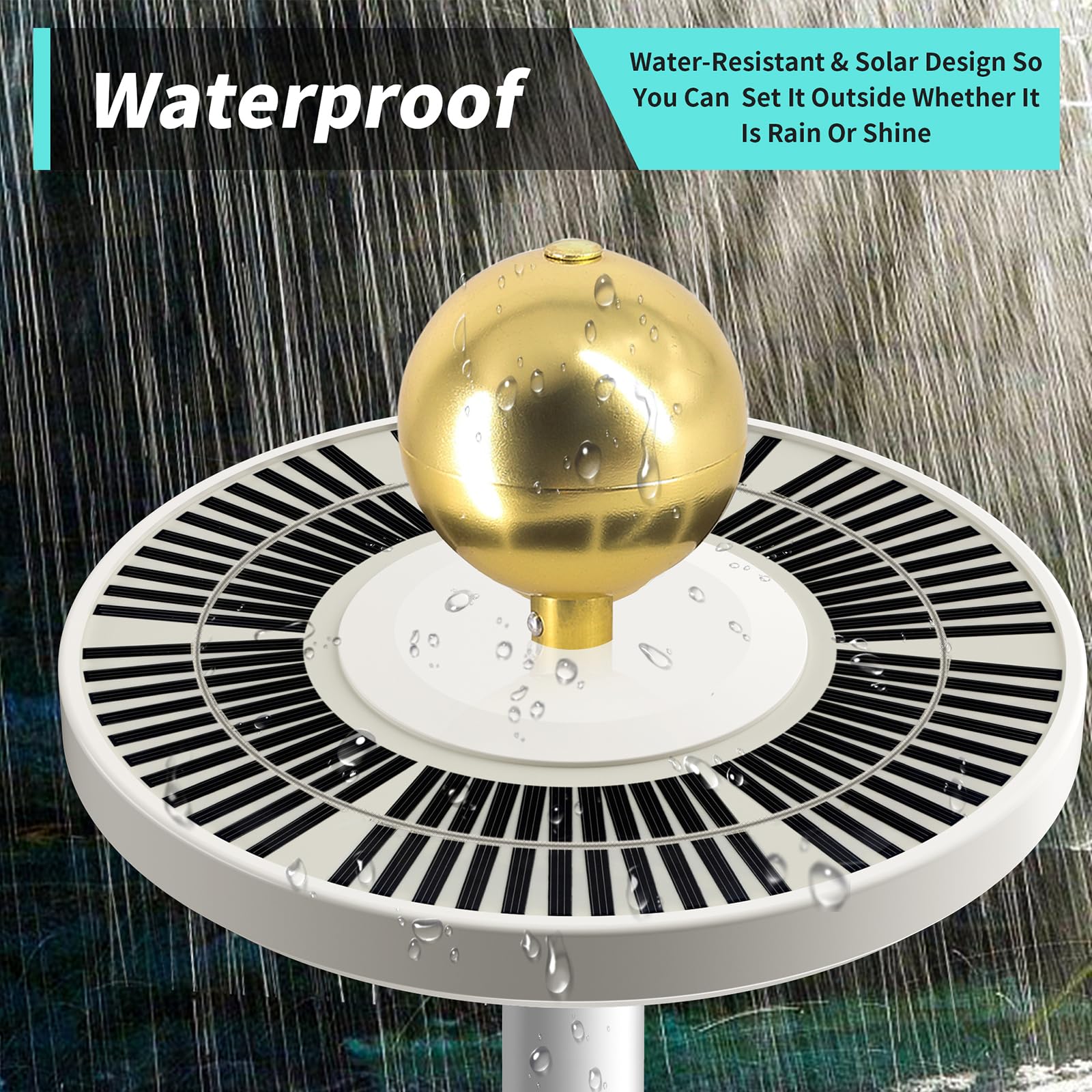 HOOPLE detalle con gotas de agua demostrando resistencia IP65 ante lluvia