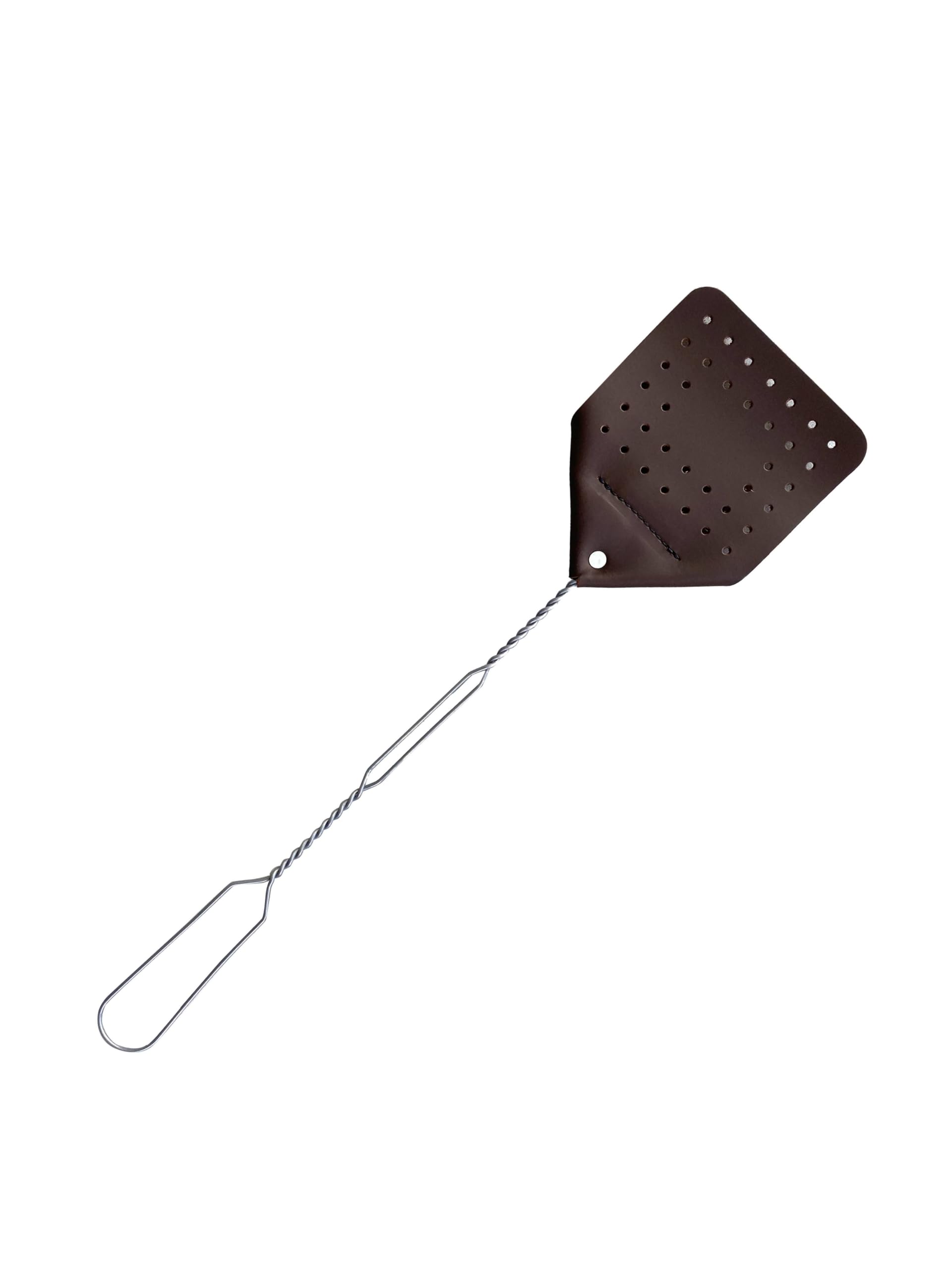 Hope Woodworking matamoscas frontal mostrando pala de cuero y mango resistente