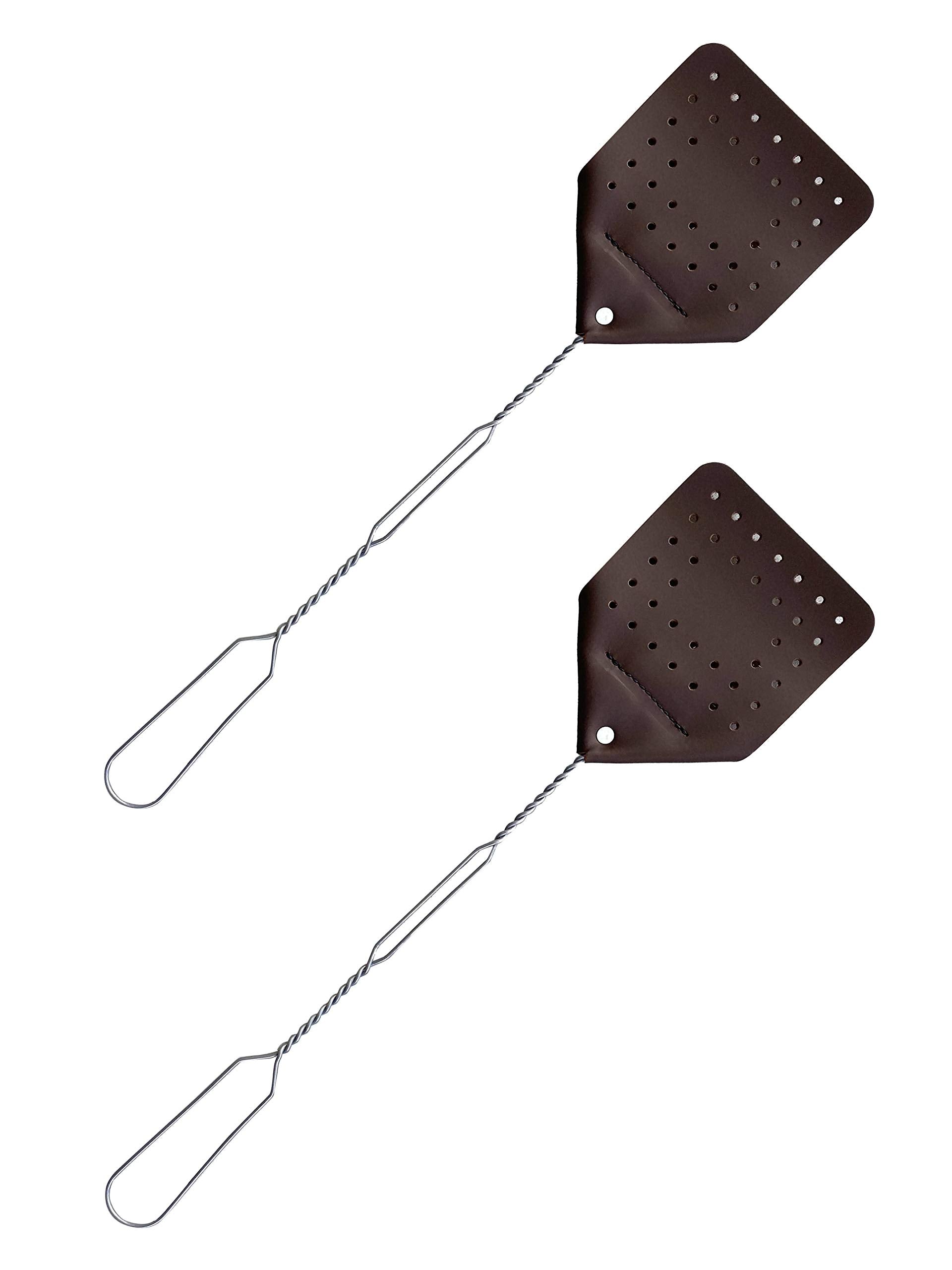 Hope Woodworking matamoscas pack frontal mostrando dos unidades y acabado chocolate
