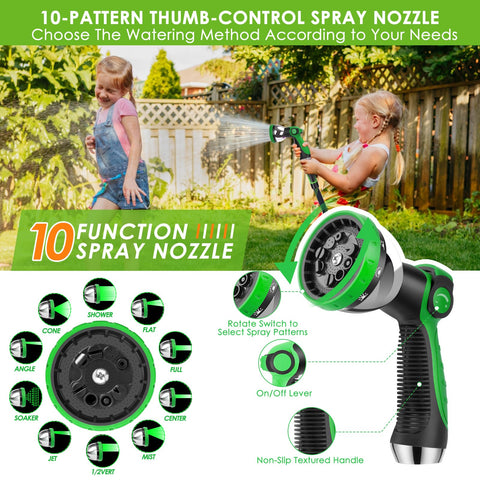 HORTICORA boquilla con 10 patrones mostrando el selector y agarre ergonómico