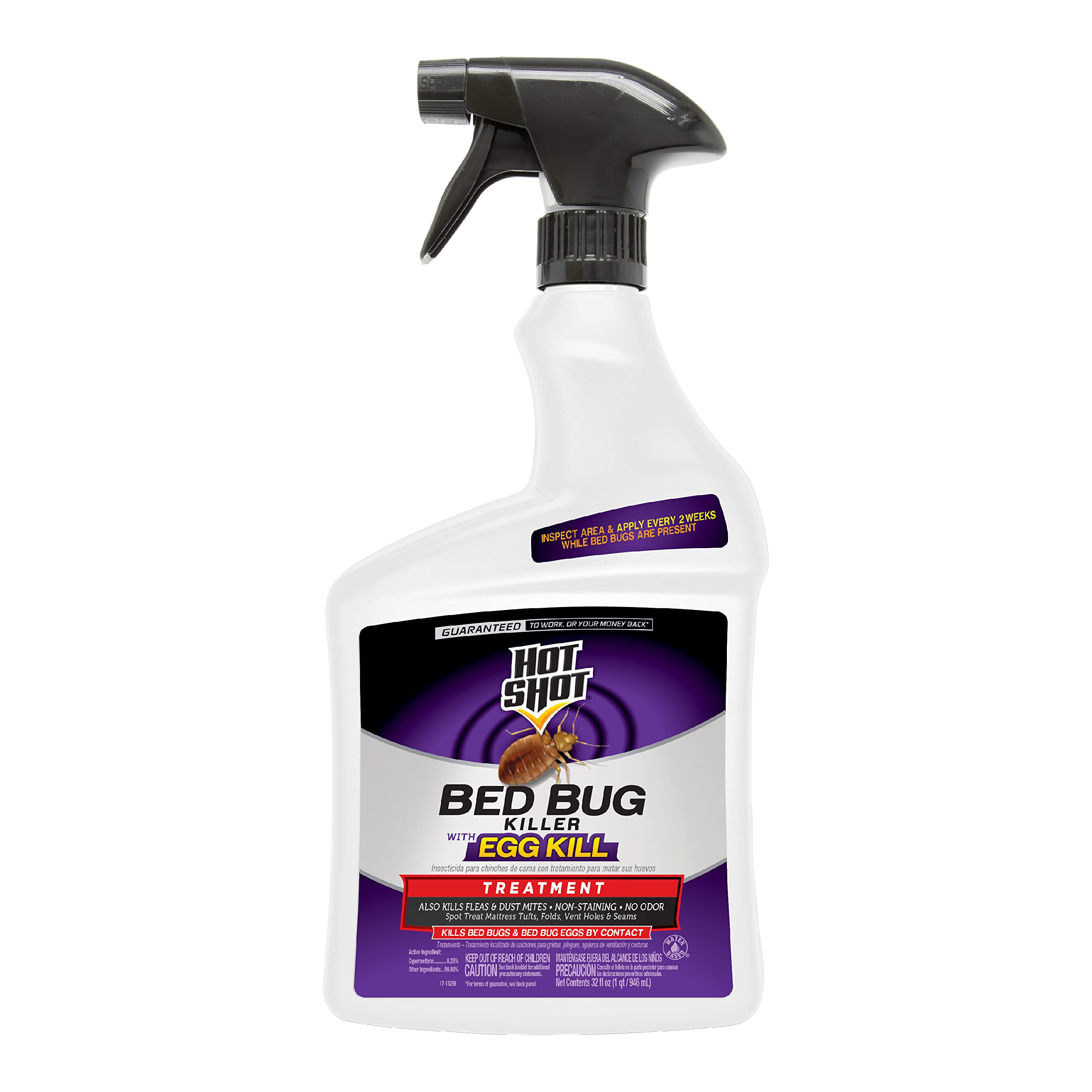 HOT SHOT envase frontal mostrando spray listo para usar y control efectivo