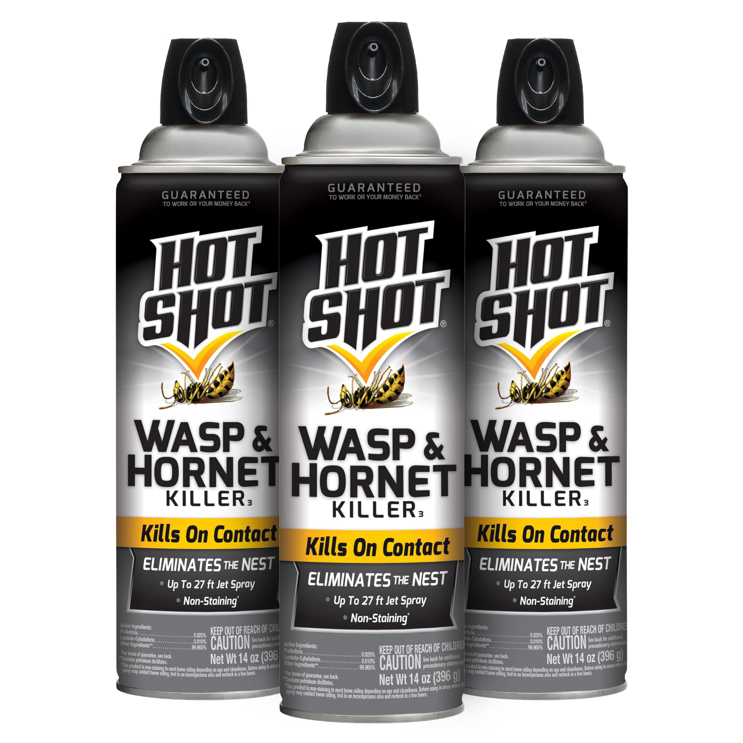 HOT SHOT aerosol frente del paquete muestra protección rápida