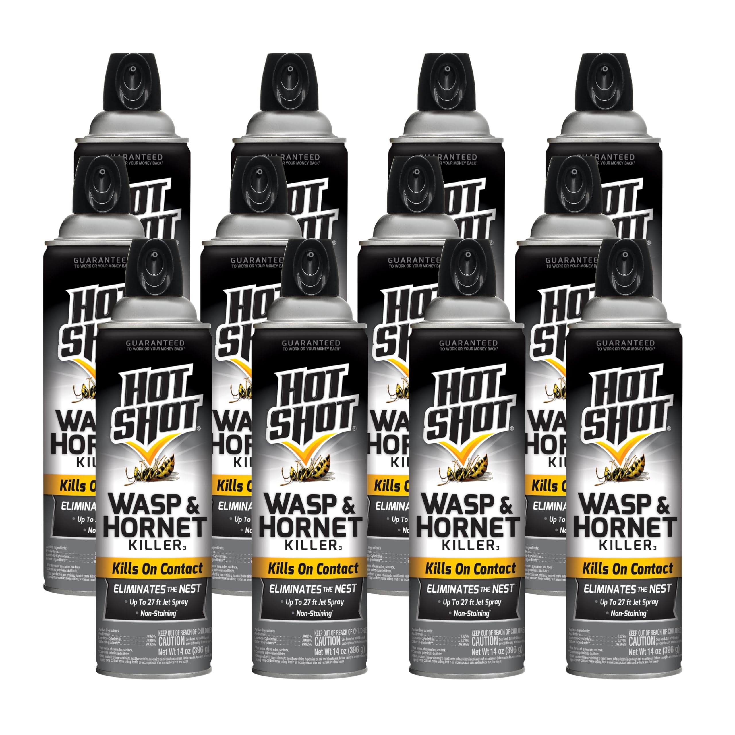 HOT SHOT envase frontal aerosol muestra diseño y uso seguro