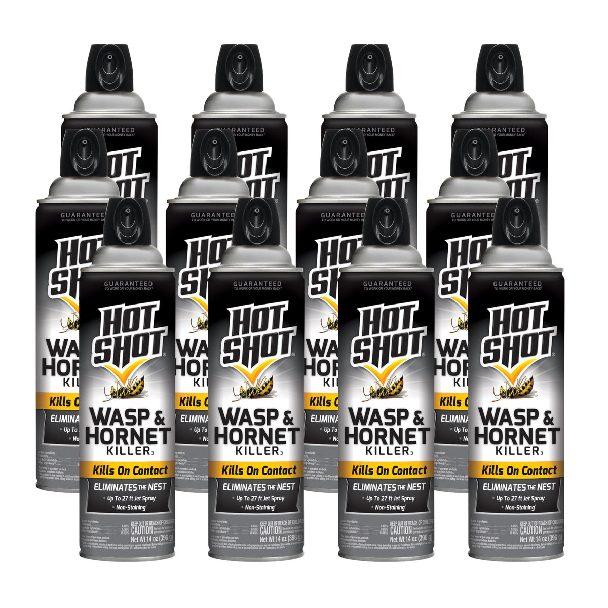 HOT SHOT envase frontal aerosol muestra diseño y uso seguro