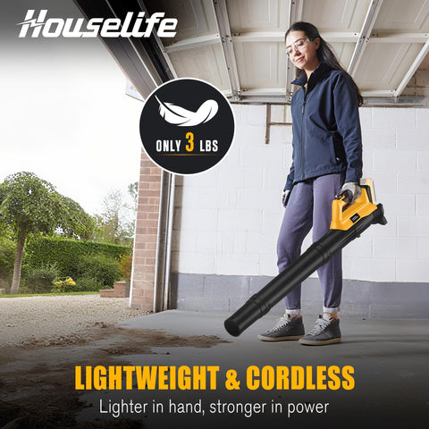 Houselife etiqueta que muestra compatibilidad Dewalt 20V, beneficio: reutiliza baterías existentes