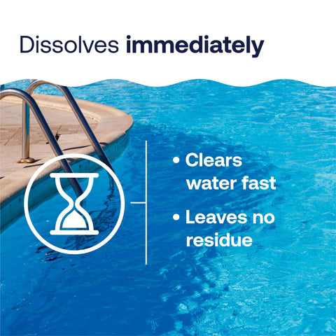 HTH sobre disolviéndose en agua para limpieza rápida de la piscina