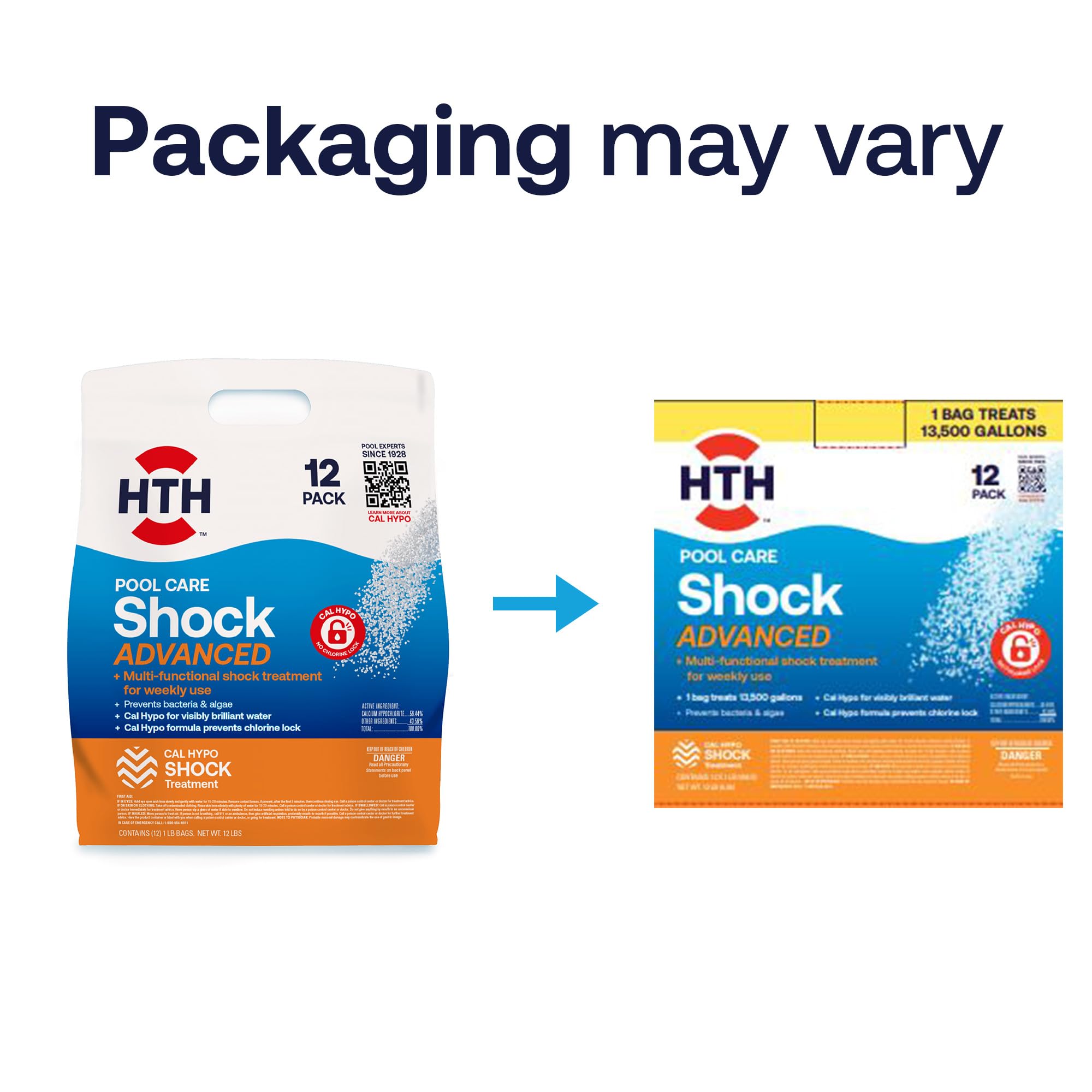 HTH paquete junto a una cinta métrica mostrando tamaño del pack