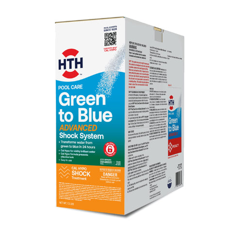 HTH envase frontal del kit Green to Blue mostrando productos y beneficios rápidos