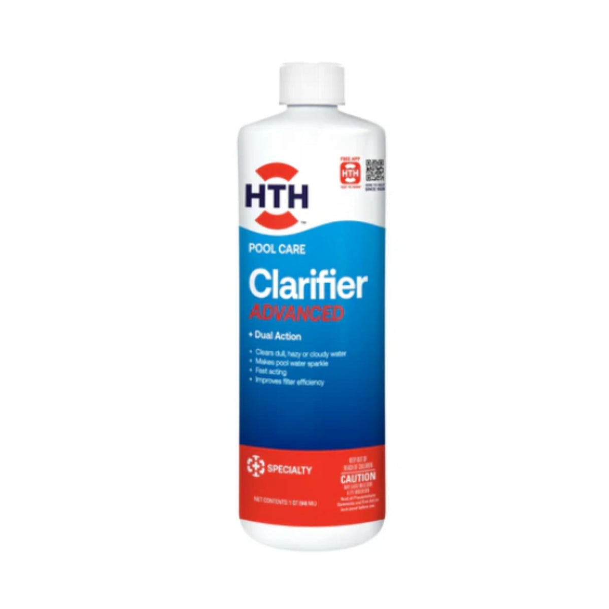 HTH envase frontal del clarificador muestra etiqueta y uso seguro