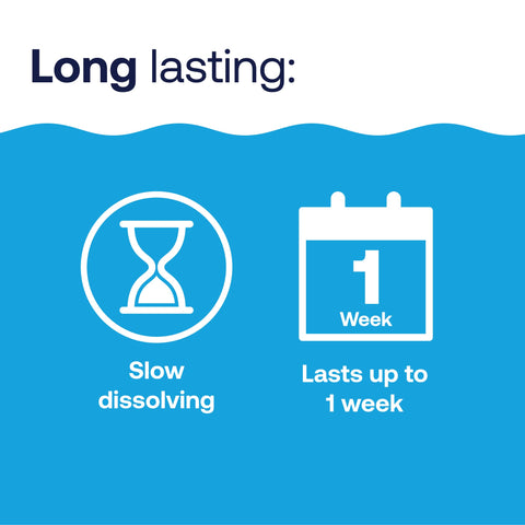 HTH tableta colocada en cesta de skimmer para dosificación controlada y segura