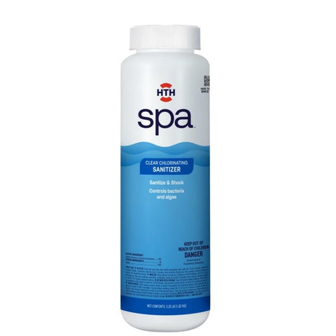 hth Spa frente del empaque mostrando diseño y peso 2.25 lb, claridad del producto