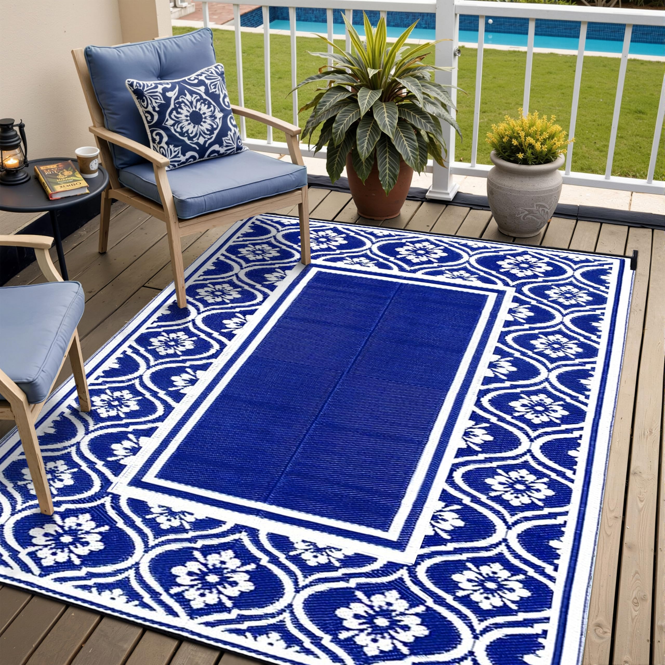 HUGEAR alfombra 6x9 frontal azul claro, aspecto elegante y práctica