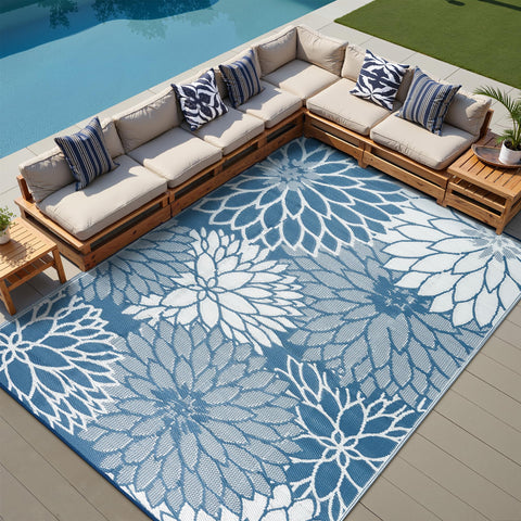 HUGEAR alfombra frontal azul floral mostrando diseño atractivo