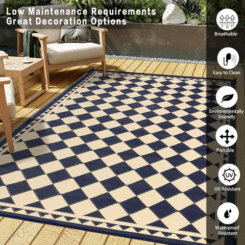 HUGEAR alfombra colocada en patio con muebles, mejora apariencia exterior