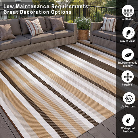HUGEAR alfombra en uso sobre patio realza decoración y resiste tráfico