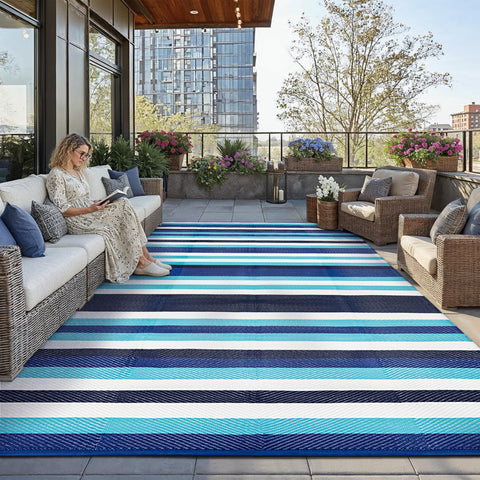 HUGEAR alfombra exterior frontal vista general muestra durabilidad