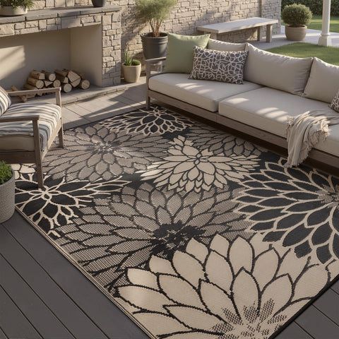 HUGEAR alfombra frontal 5x8 marrón floral, aporta estilo duradero