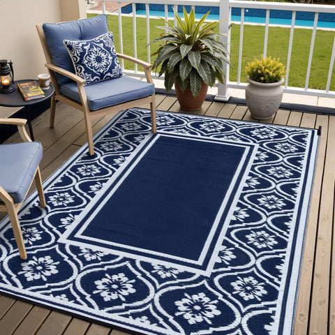HUGEAR alfombra frontal azul marino muestra tamaño y diseño práctico