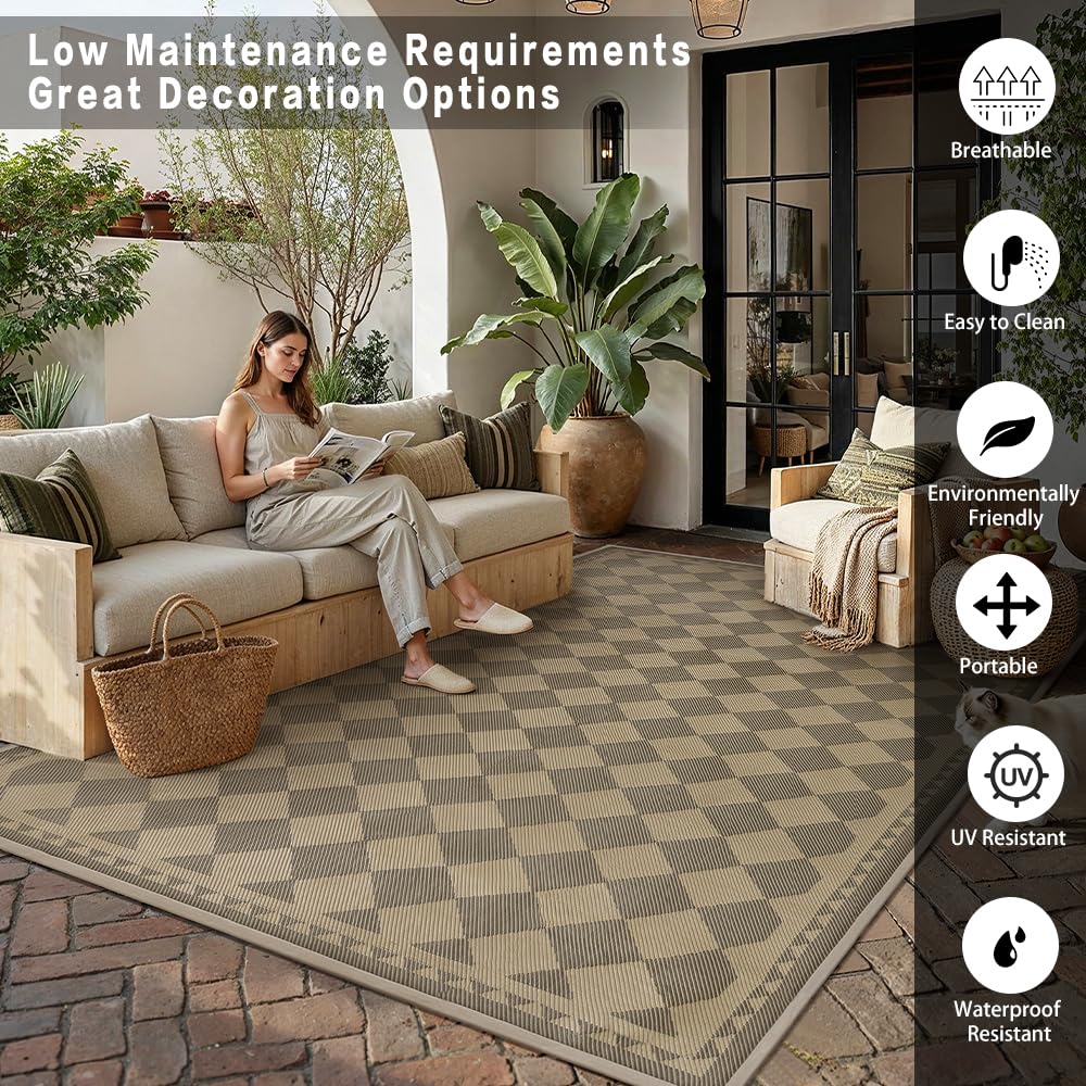 HUGEAR vista reversible del patrón a cuadros, ofrece doble opción decorativa