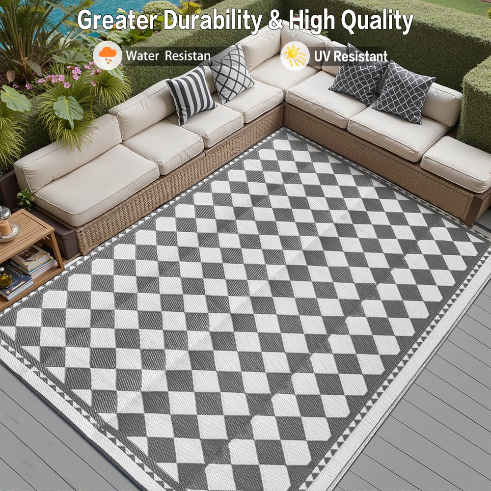 HUGEAR alfombra en patio con mesa, crea zona exterior acogedora y protegida