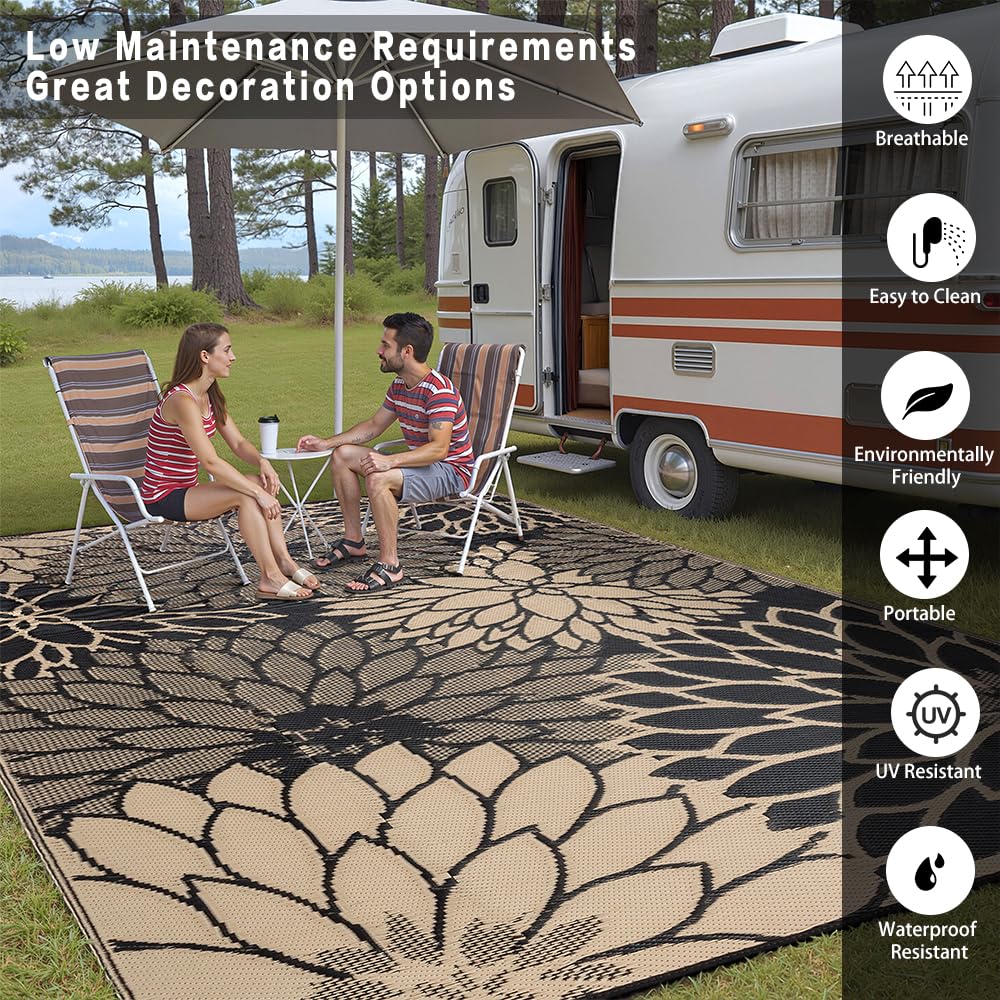 HUGEAR alfombra en patio con muebles, mejora el ambiente exterior