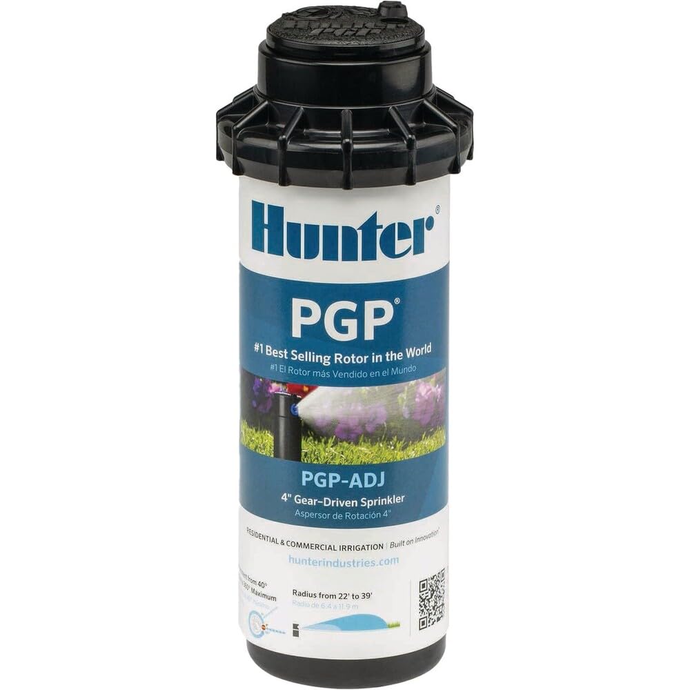 Hunter PGP-ADJ comparación de tamaño junto a regadera para referencia