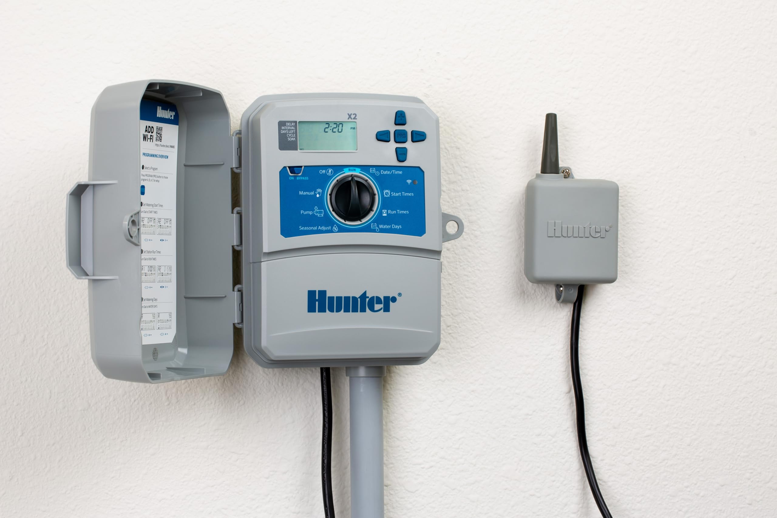 Hunter WRCLIK instalado en canalón para montaje sin cables