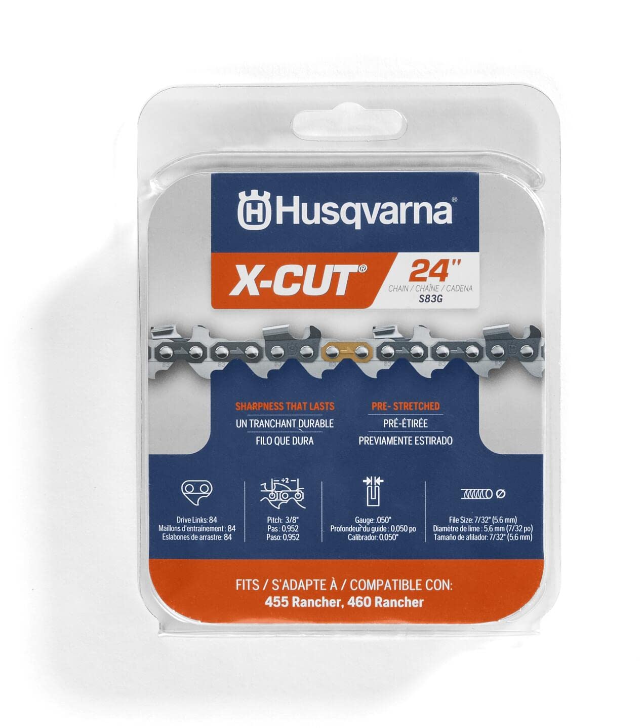 Husqvarna S83G frontal del empaque mostrando compatibilidad y beneficio de recambio original
