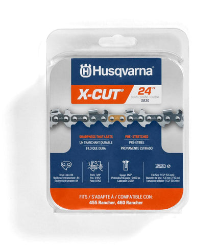 Husqvarna S83G frontal del empaque mostrando compatibilidad y beneficio de recambio original