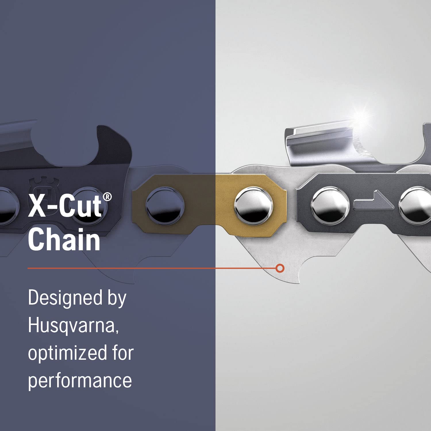 Husqvarna primer plano de los dientes que ilustra filo duradero