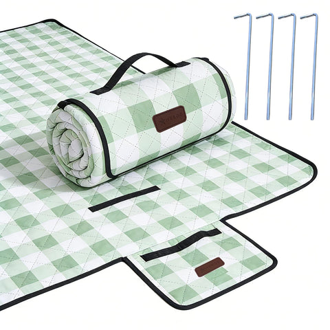 HX&OD manta frontal extendida mostrando tamaño y diseño gingham, ideal para grupos