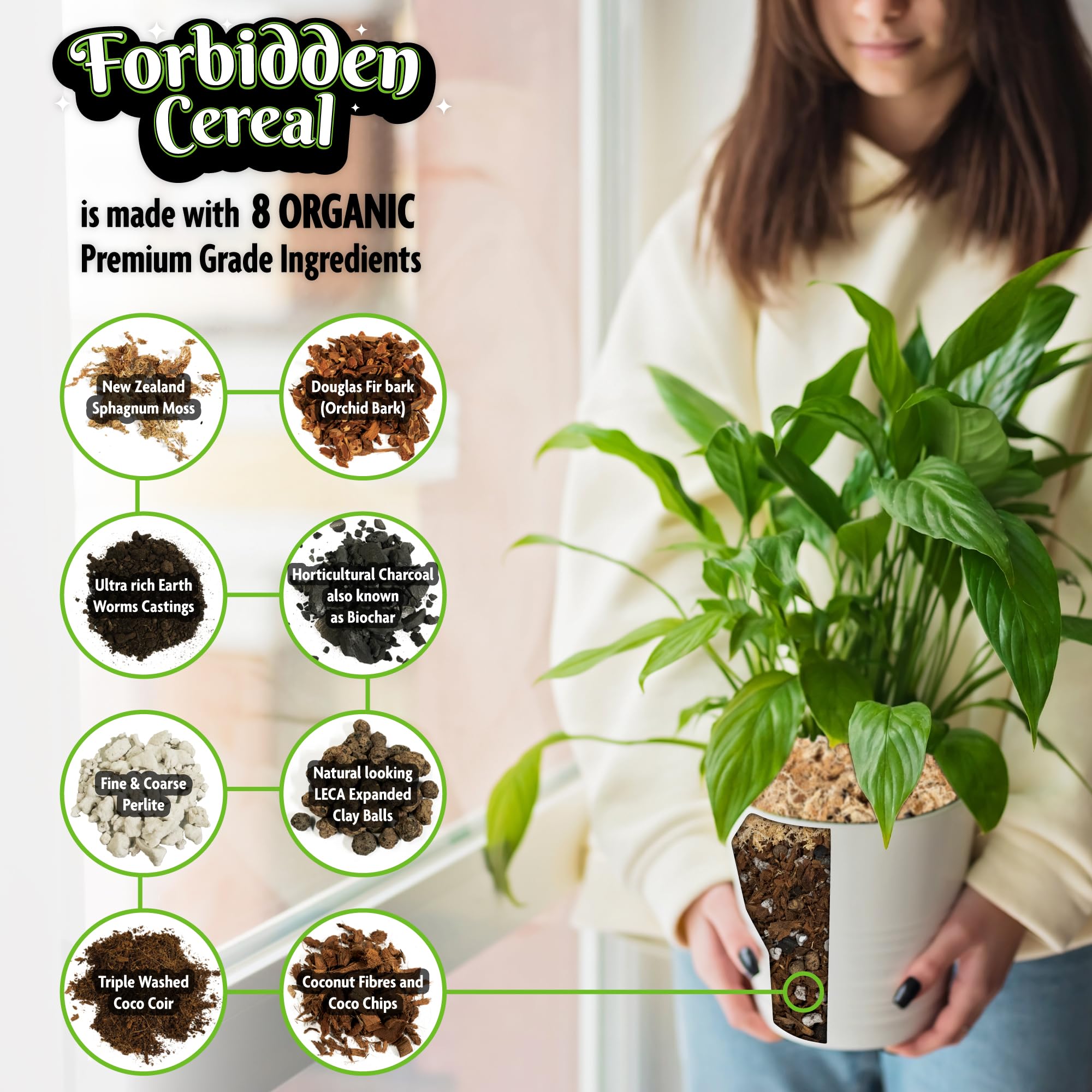 HydraGarden bolsa 6.5QT junto a una regla para comparar volumen