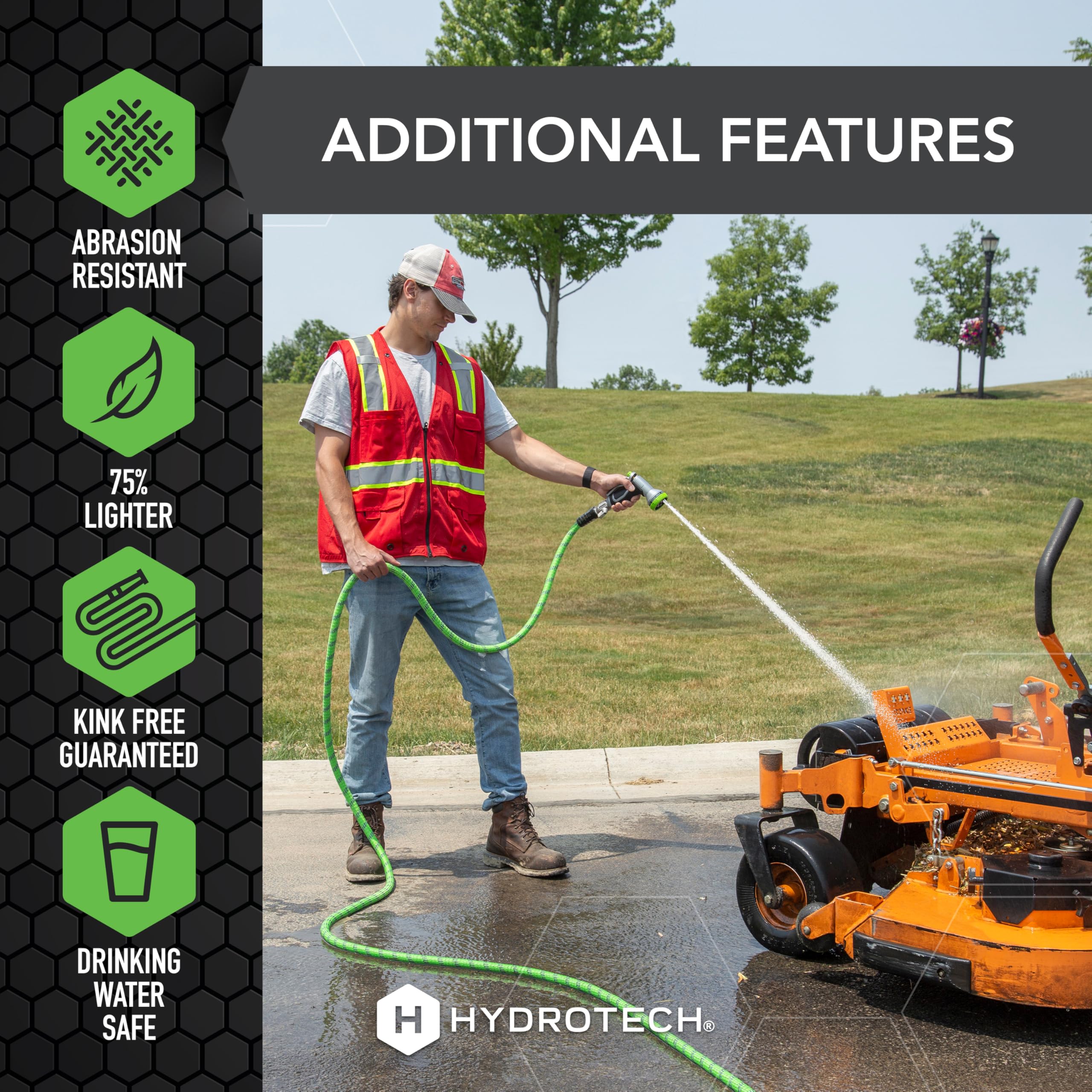 HydroTech manguera conectada a lanza de alta presión para limpieza eficaz